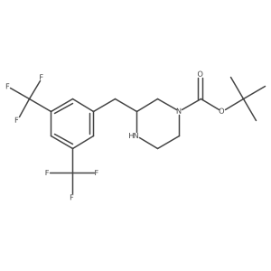 3-(3,5-Bis-trifluoromethyl-benzyl)-piperazine-1-carboxylic acid tert-butyl ester Structure