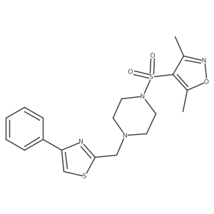 Cc1noc(C)c1S(=O)(=O)N1CCN(Cc2nc(-c3ccccc3)cs2)CC1结构式