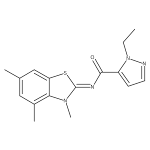 (E)-1-ethyl-N-(3,4,6-trimethylbenzo[d]thiazol-2(3H)-ylidene)-1H-pyrazole-5-carboxamide结构式