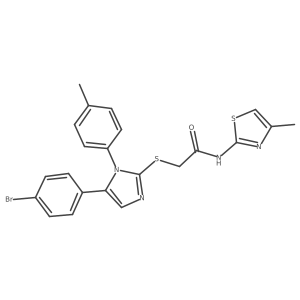 2-((5-(4-bromophenyl)-1-(p-tolyl)-1H-imidazol-2-yl)thio)-N-(4-methylthiazol-2-yl)acetamide结构式