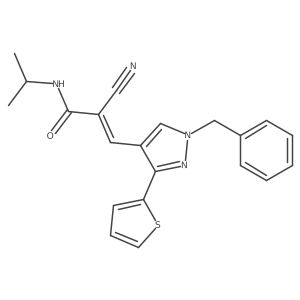 (Z)-3-(1-Benzyl-3-thiophen-2-ylpyrazol-4-yl)-2-cyano-N-propan-2-ylprop-2-enamide Structure