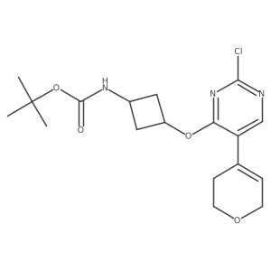 {3-[2-Chloro-5-(3,6-dihydro-2H-pyran-4-YL)-pyrimidin-4-yloxy]-cyclobutyl}-carbamic acid tert-butyl ester结构式