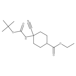 Ethyl 4-{[(tert-butoxy)carbonyl]amino}-4-cyanopiperidine-1-carboxylate结构式