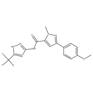 3-(4-methoxyphenyl)-1-methyl-N-[3-(trifluoromethyl)-1H-1,2,4-triazol-5-yl]-1H-pyrazole-5-carboxamide Structure