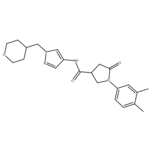 1-(3,4-dimethylphenyl)-5-oxo-N-(1-((tetrahydro-2H-pyran-4-yl)methyl)-1H-pyrazol-4-yl)pyrrolidine-3-carboxamide Structure