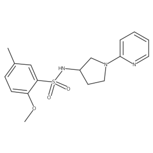 2-methoxy-5-methyl-N-(1-(pyridin-2-yl)pyrrolidin-3-yl)benzenesulfonamide结构式