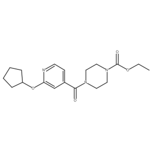 Ethyl 4-(2-(cyclopentyloxy)isonicotinoyl)piperazine-1-carboxylate结构式