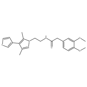 2-(3,4-dimethoxyphenyl)-N-(2-(3,5-dimethyl-4-(thiophen-3-yl)-1H-pyrazol-1-yl)ethyl)acetamide结构式