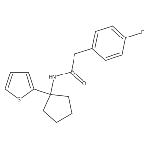 2-(4-fluorophenyl)-N-(1-(thiophen-2-yl)cyclopentyl)acetamide结构式