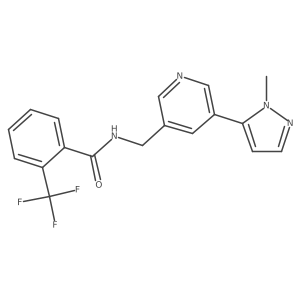N-((5-(1-methyl-1H-pyrazol-5-yl)pyridin-3-yl)methyl)-2-(trifluoromethyl)benzamide Structure