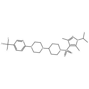 1-(1-{[3,5-dimethyl-1-(propan-2-yl)-1H-pyrazol-4-yl]sulfonyl}piperidin-4-yl)-4-[5-(trifluoromethyl)pyridin-2-yl]piperazine Structure