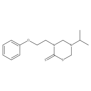 Tetrahydro-5-(1-methylethyl)-3-(2-phenoxyethyl)-2H-1,3,5-thiadiazine-2-thione Structure