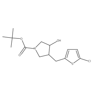 Tert-butyl 3-[(5-chlorothiophen-2-yl)methyl]-4-hydroxypyrrolidine-1-carboxylate结构式