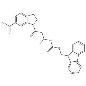 1-[(3R)-3-({[(9H-fluoren-9-yl)methoxy]carbonyl}amino)butanoyl]-2,3-dihydro-1H-indole-6-carboxylic acid Structure