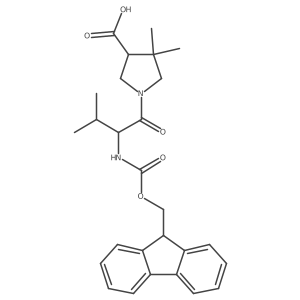 1-[2-({[(9H-fluoren-9-yl)methoxy]carbonyl}amino)-3-methylbutanoyl]-4,4-dimethylpyrrolidine-3-carboxylic acid结构式