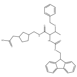 2-(3-{[3-(benzyloxy)-2-({[(9H-fluoren-9-yl)methoxy]carbonyl}amino)butanamido]methyl}cyclopentyl)acetic acid Structure