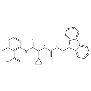2-[2-cyclopropyl-2-({[(9H-fluoren-9-yl)methoxy]carbonyl}amino)acetamido]-6-methylbenzoic acid结构式