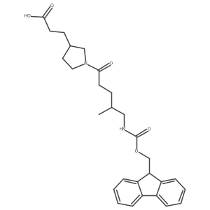 3-{1-[5-({[(9H-fluoren-9-yl)methoxy]carbonyl}amino)-4-methylpentanoyl]pyrrolidin-3-yl}propanoic acid Structure