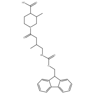 1-[4-({[(9H-fluoren-9-yl)methoxy]carbonyl}amino)-3-methylbutanoyl]-3-methylpiperidine-4-carboxylic acid Structure
