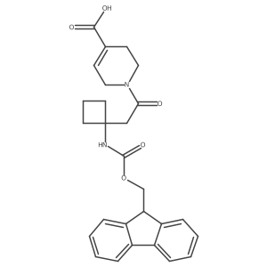 1-{2-[1-({[(9H-fluoren-9-yl)methoxy]carbonyl}amino)cyclobutyl]acetyl}-1,2,3,6-tetrahydropyridine-4-carboxylic acid结构式