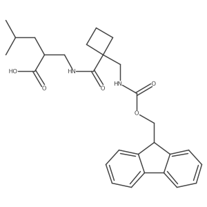 2-[({1-[({[(9H-fluoren-9-yl)methoxy]carbonyl}amino)methyl]cyclobutyl}formamido)methyl]-4-methylpentanoic acid Structure