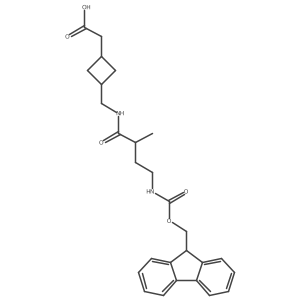 2-(3-{[4-({[(9H-fluoren-9-yl)methoxy]carbonyl}amino)-2-methylbutanamido]methyl}cyclobutyl)acetic acid结构式