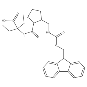 rac-2-ethyl-2-{[(2R,3R)-3-[({[(9H-fluoren-9-yl)methoxy]carbonyl}amino)methyl]oxolan-2-yl]formamido}butanoic acid结构式