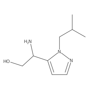 (2R)-2-amino-2-[1-(2-methylpropyl)-1H-pyrazol-5-yl]ethan-1-ol结构式