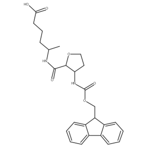 rac-5-{[(2R,3S)-3-({[(9H-fluoren-9-yl)methoxy]carbonyl}amino)oxolan-2-yl]formamido}hexanoic acid Structure