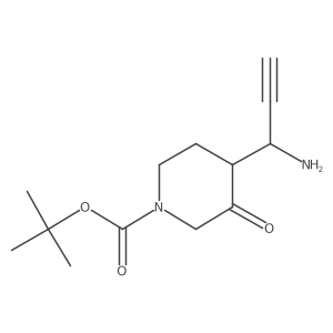 1-Piperidinecarboxylic acid, 4-(1-amino-2-propyn-1-yl)-3-oxo-, 1,1-dimethylethyl ester Structure
