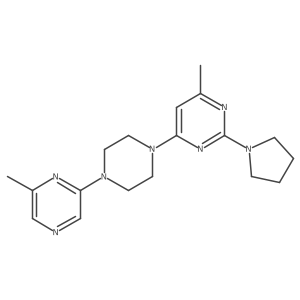 4-Methyl-6-[4-(6-methylpyrazin-2-yl)piperazin-1-yl]-2-(pyrrolidin-1-yl)pyrimidine结构式