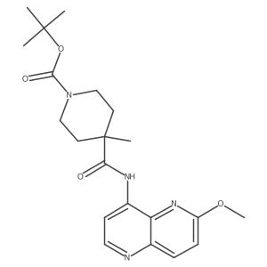 Tert-butyl 4-((6-methoxy-1,5-naphthyridin-4-yl)carbamoyl)-4-methylpiperidine-1-carboxylate结构式