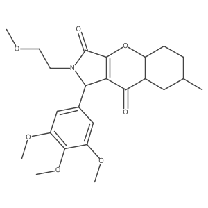 2-(2-methoxyethyl)-7-methyl-1-(3,4,5-trimethoxyphenyl)-4a,5,6,7,8,8a-hexahydro-1H-chromeno[2,3-c]pyrrole-3,9-dione结构式