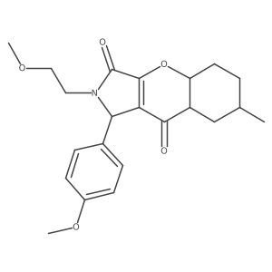 2-(2-methoxyethyl)-1-(4-methoxyphenyl)-7-methyl-4a,5,6,7,8,8a-hexahydro-1H-chromeno[2,3-c]pyrrole-3,9-dione结构式