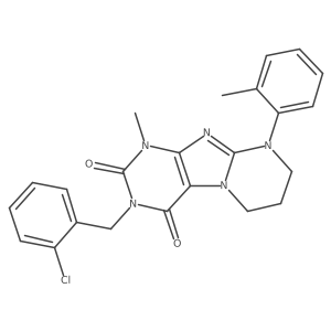 3-(2-chlorobenzyl)-1-methyl-9-(o-tolyl)-6,7,8,9-tetrahydropyrimido[2,1-f]purine-2,4(1H,3H)-dione结构式