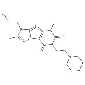 8-(2-hydroxyethyl)-1,7-dimethyl-3-(2-(piperidin-1-yl)ethyl)-1H-imidazo[2,1-f]purine-2,4(3H,8H)-dione结构式