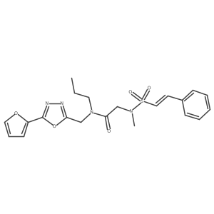 N-{[5-(furan-2-yl)-1,3,4-oxadiazol-2-yl]methyl}-2-(N-methyl-2-phenylethenesulfonamido)-N-propylacetamide结构式