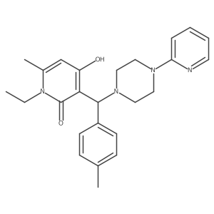 1-ethyl-4-hydroxy-6-methyl-3-((4-(pyridin-2-yl)piperazin-1-yl)(p-tolyl)methyl)pyridin-2(1H)-one Structure