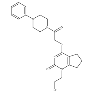 1-(2-hydroxyethyl)-4-((2-oxo-2-(4-phenylpiperazin-1-yl)ethyl)thio)-6,7-dihydro-1H-cyclopenta[d]pyrimidin-2(5H)-one结构式