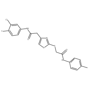 N-(3-chloro-4-fluorophenyl)-2-(2-((2-oxo-2-(p-tolylamino)ethyl)thio)thiazol-4-yl)acetamide结构式