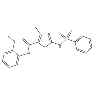 5-Thiazolecarboxamide, 4-methyl-N-[2-(methylthio)phenyl]-2-[(phenylsulfonyl)amino]- Structure
