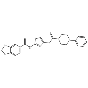 N-(4-(2-oxo-2-(4-phenylpiperazin-1-yl)ethyl)thiazol-2-yl)benzo[d][1,3]dioxole-5-carboxamide结构式