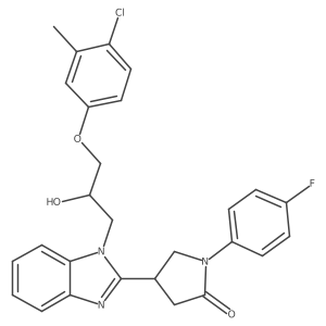 4-{1-[3-(4-chloro-3-methylphenoxy)-2-hydroxypropyl]-1H-benzimidazol-2-yl}-1-(4-fluorophenyl)pyrrolidin-2-one结构式