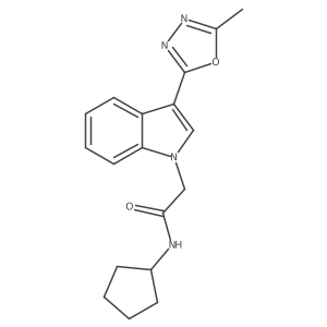 N-cyclopentyl-2-[3-(5-methyl-1,3,4-oxadiazol-2-yl)-1H-indol-1-yl]acetamide结构式