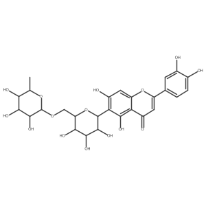 6-[6-O-(6-Deoxy-I+/--L-mannopyranosyl)-I(2)-D-glucopyranosyl]-2-(3,4-dihydroxyphenyl)-5,7-dihydroxy-4H-1-benzopyran-4-one Structure