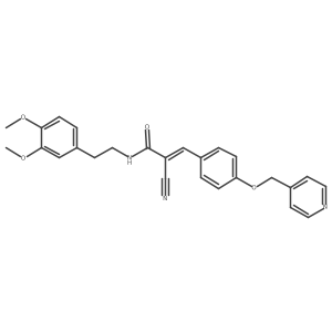(Z)-2-Cyano-N-[2-(3,4-dimethoxyphenyl)ethyl]-3-[4-(pyridin-4-ylmethoxy)phenyl]prop-2-enamide结构式