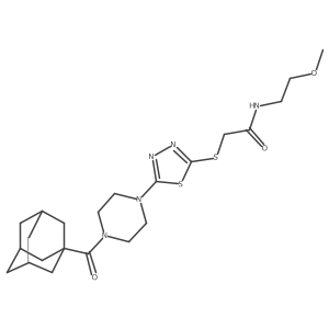 2-({5-[4-(adamantane-1-carbonyl)piperazin-1-yl]-1,3,4-thiadiazol-2-yl}sulfanyl)-N-(2-methoxyethyl)acetamide Structure
