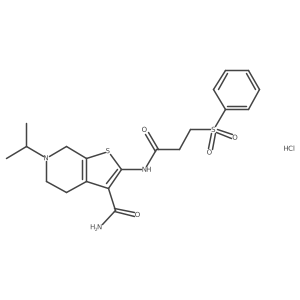 6-Isopropyl-2-(3-(phenylsulfonyl)propanamido)-4,5,6,7-tetrahydrothieno[2,3-c]pyridine-3-carboxamide hydrochloride Structure