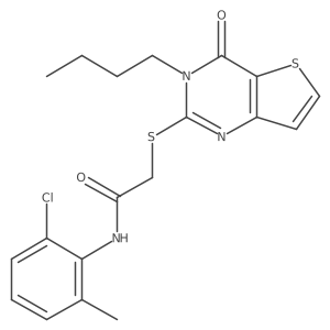 2-({3-butyl-4-oxo-3H,4H-thieno[3,2-d]pyrimidin-2-yl}sulfanyl)-N-(2-chloro-6-methylphenyl)acetamide结构式