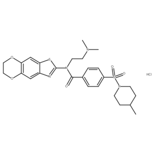 N-(6,7-dihydro-[1,4]dioxino[2',3':4,5]benzo[1,2-d]thiazol-2-yl)-N-(2-(dimethylamino)ethyl)-4-((4-methylpiperidin-1-yl)sulfonyl)benzamide hydrochloride Structure